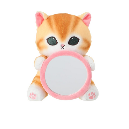 Miniso X Mofusand Ice Cream Series | Mofusand Cat Holding Pink Mirror Cute Plush Doll - Kawaii items Room Decoration Doll