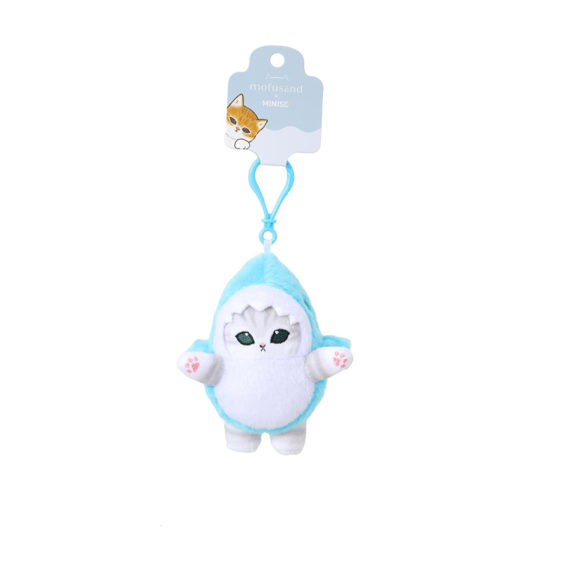 Miniso X Mofusand Ice Cream Series | Mofusand Cat in Shark Costume Plush Doll Keychain - Kawaii items Room Decoration Doll