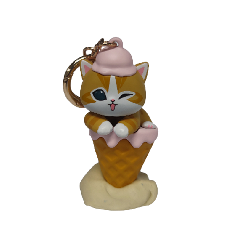 Miniso X Mofusand Ice Cream Series | Mofusand Cat in Ice Cream Cone Costume Cute Plastic Doll Keychain - Kawaii items Room Decoration