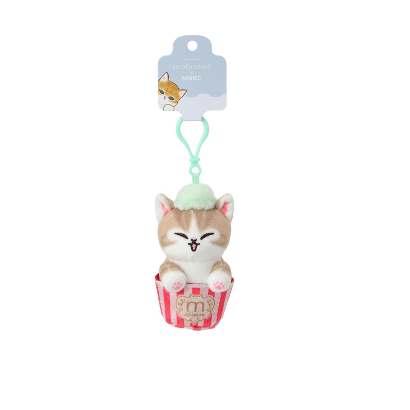 Miniso X Mofusand Ice Cream Series | Mofusand Cat in Ice Cream Cup and Cone Costume Cute Plush Doll Keychain - Kawaii items Room Decoration Doll