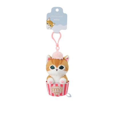 Miniso X Mofusand Ice Cream Series | Mofusand Cat in Ice Cream Cup and Cone Costume Cute Plush Doll Keychain - Kawaii items Room Decoration Doll