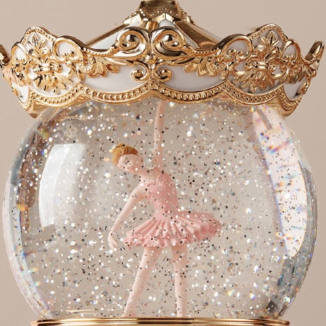 Valentine’s Day Crystal Ball Music Box | Ballet Teddy Bear Merry Go Round Carousel - with LED Night Light with Bluetooth