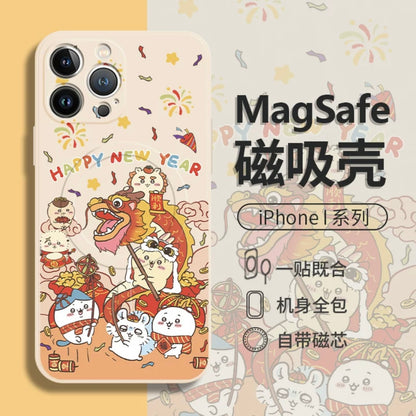 Japanese Cartoon ChiiKawa MagSafe | Happy New Year Dragon Dance - iPhone Case 11 12 13 14 15 Pro Promax mini