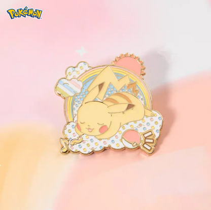 Pokemon Pastel Rainbow Metal Pins - Pikachu Eevee Scorbunny Ponyta Morpeko