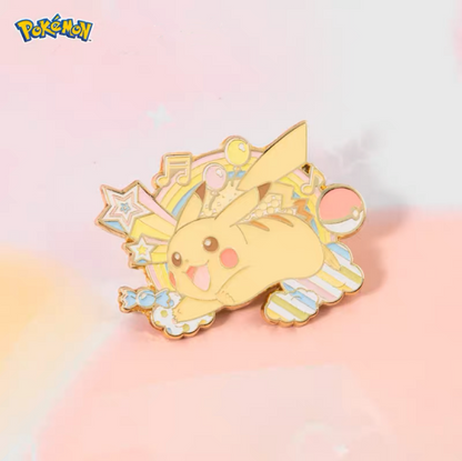 Pokemon Pastel Rainbow Metal Pins - Pikachu Eevee Scorbunny Ponyta Morpeko