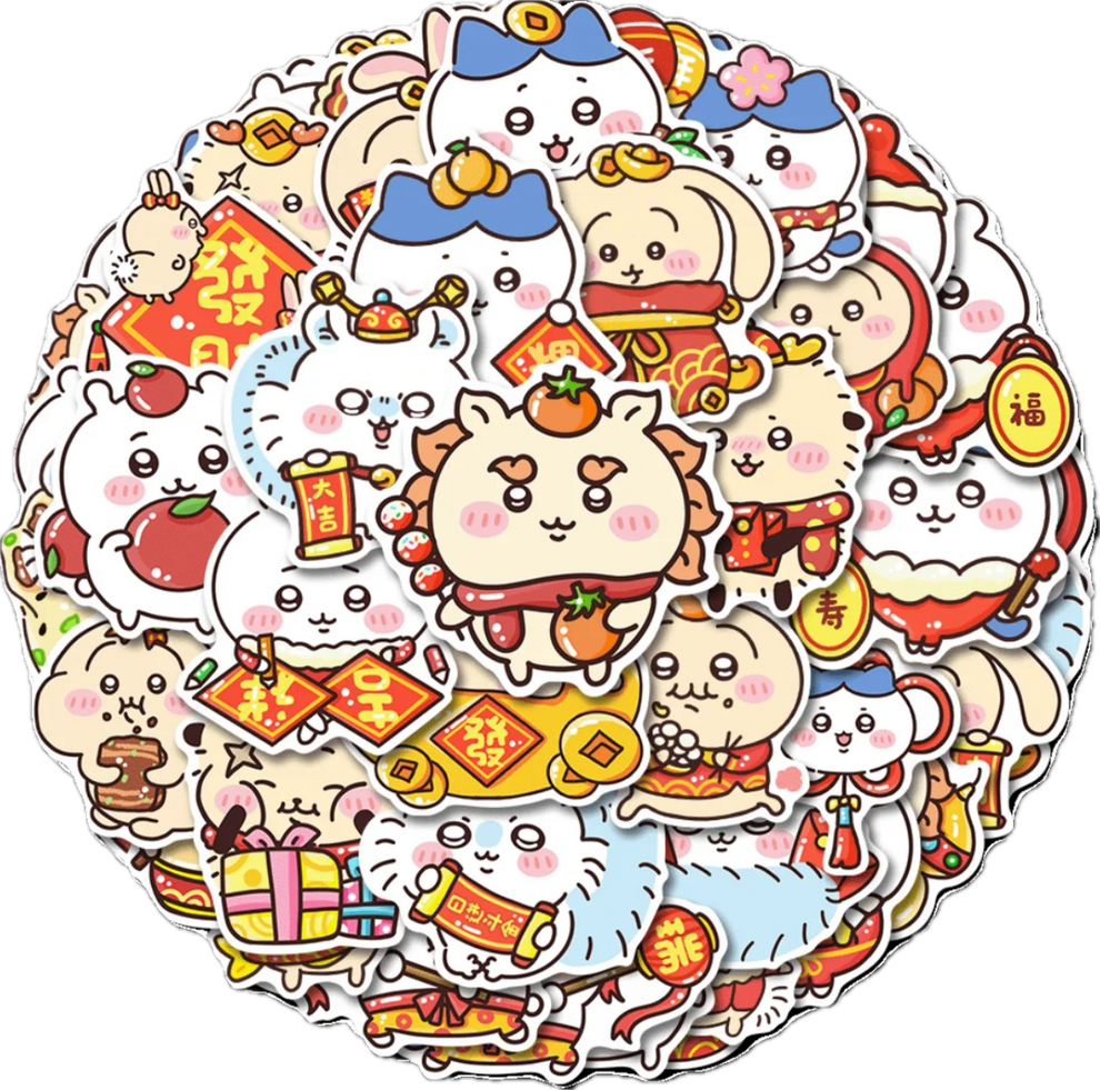 Japanese Cartoon ChiiKawa | Happy Lunar New Year Stickers Set - 50 ...