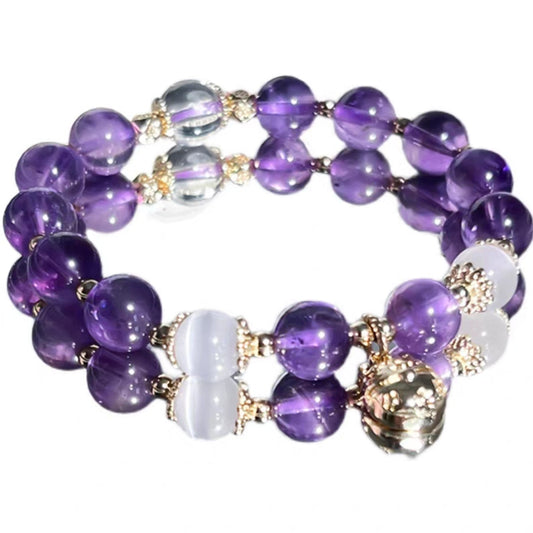 Original Design Natural Amethyst Crystals Bracelet Girl and Lady Gift Purple