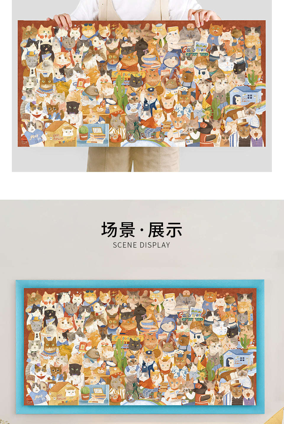 Momicafe 1000pcs Jigsaw Puzzle - Cat Club Full of Cats | Kawaii Cute Creative Gift