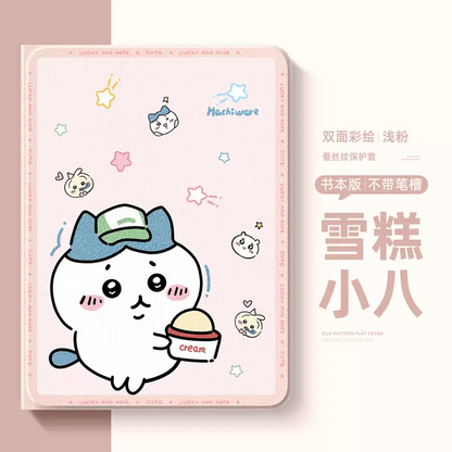 Japanese Cartoon ChiiKawa 360 Swivel Silicone iPad Case | Hachiware Eating Ice-Cream - iPad Mini 4,5,6/ iPad Air 4/ iPad Pro