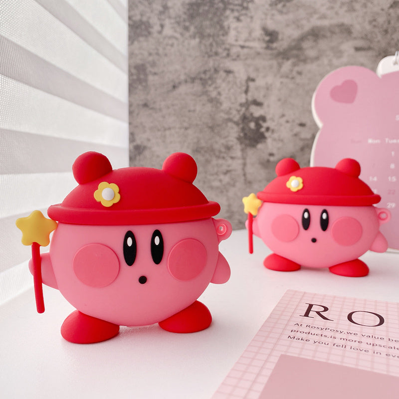 Japanese Cartoon Kirby Adventure | Cosplay Part 2 Red Hat Cat Headphone Muscle Square - AirPods AirPodsPro AirPods3 AirPods4 Case KawaiiGiftLand