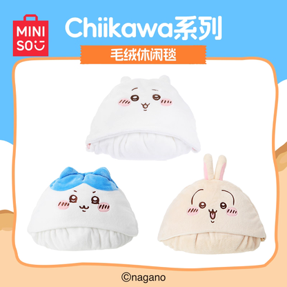 ChiiKawa X Miniso Hot Summer Series | ChiiKawa Hachiware Usagi Cute Fluffy Blanket with Icon Hat - Kawaii Items Room Decoration