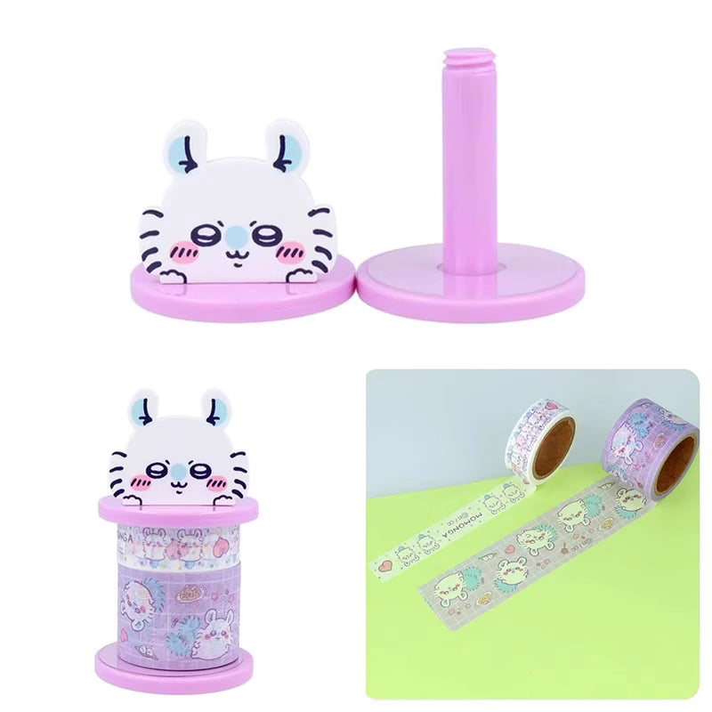 Japan ChiiKawa | ChiiKawa Hachiware Usagi Momonga Cute Icon Masking Tape and Wood Tape Stand - Kawaii items Room Decoration