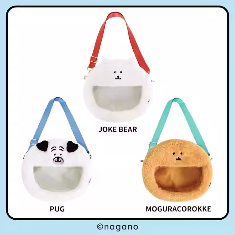 Joker Bear X Miniso | Joker Bear Pug Moguracorokke Plush Doll Clear Cross Body Bag - Kawaii items Room Decoration