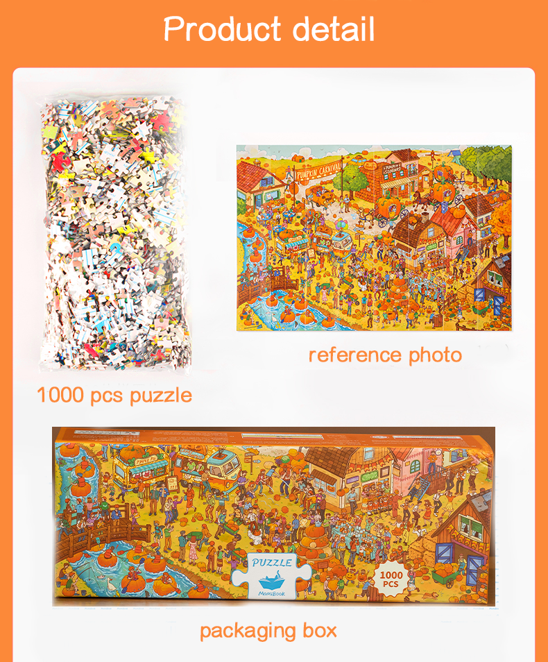 Momicafe 1000pcs Jigsaw Puzzle - Pumpkin Carnival Autumn Theme | Kawaii Cute Creative Gift