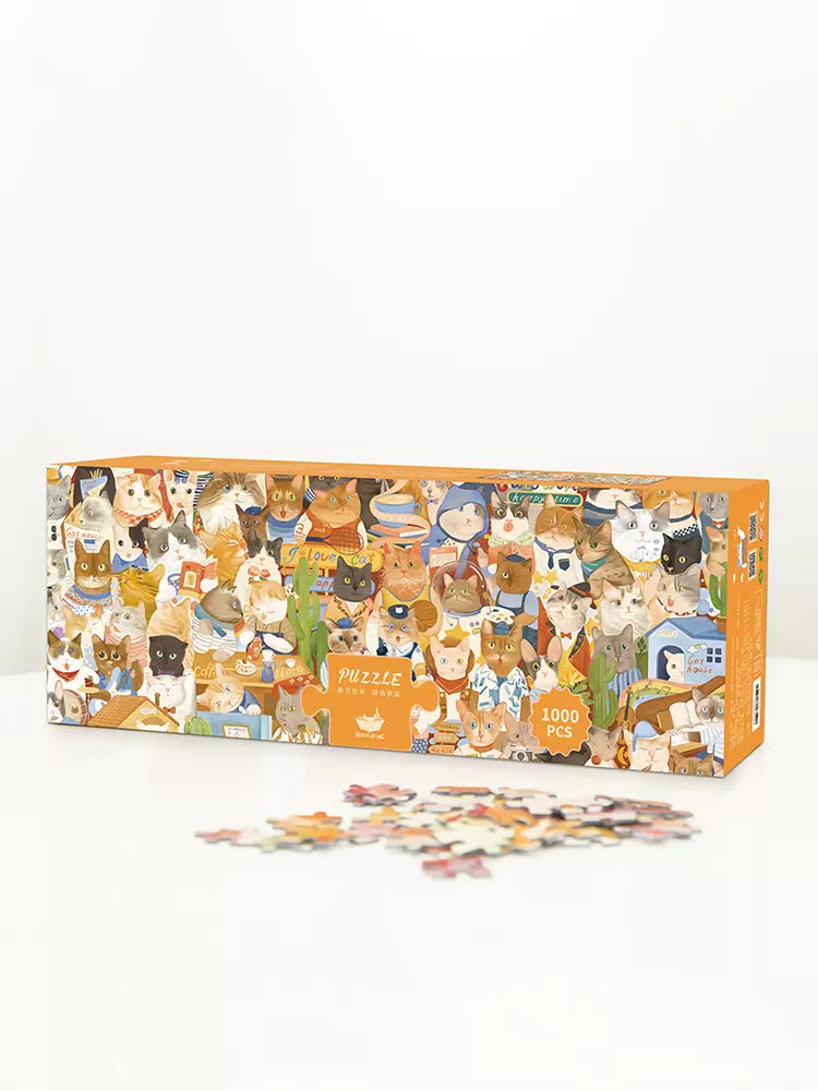 Momicafe 1000pcs Jigsaw Puzzle - Cat Club Full of Cats | Kawaii Cute Creative Gift