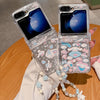 Cute Cartoon Case with Phone Strap | Full of Cinnamoroll Laser Bus Cafe & Sticker - Phone Case Samsung Galaxy Z Flip 3 4 5 6 7