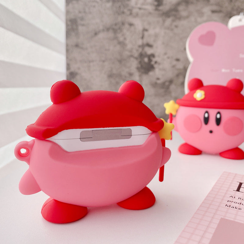Japanese Cartoon Kirby Adventure | Cosplay Part 2 Red Hat Cat Headphone Muscle Square - AirPods AirPodsPro AirPods3 AirPods4 Case KawaiiGiftLand