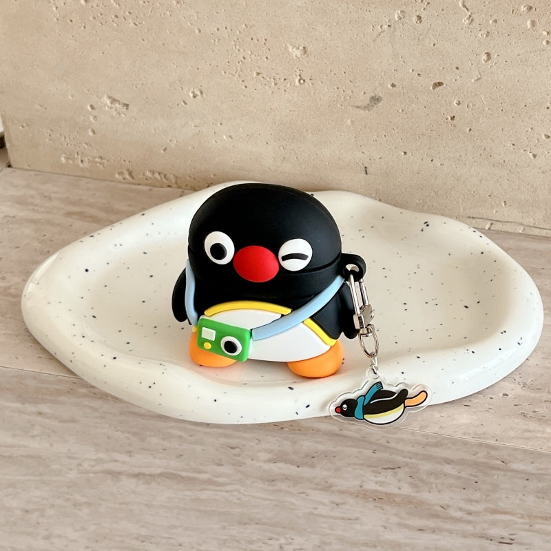 Japanese Cartoon Cute Black Penguin | Penguin with Camera - AirPods AirPodsPro AirPods3 AirPods4 Case KawaiiGiftLand