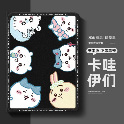 Japanese Cartoon ChiiKawa 360 Swivel Silicone iPad Case | ChiiKawa Hachiware Usagi Momonga Friends Together - iPad Mini 4,5,6/ iPad Air 4/ iPad Pro