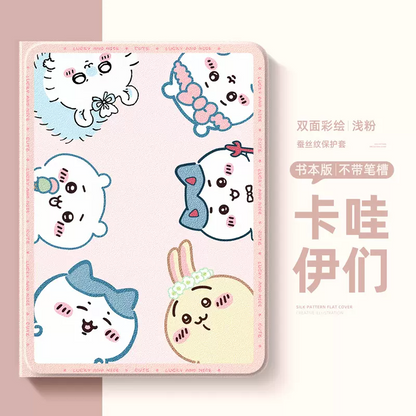 Japanese Cartoon ChiiKawa 360 Swivel Silicone iPad Case | ChiiKawa Hachiware Usagi Momonga Friends Together - iPad Mini 4,5,6/ iPad Air 4/ iPad Pro