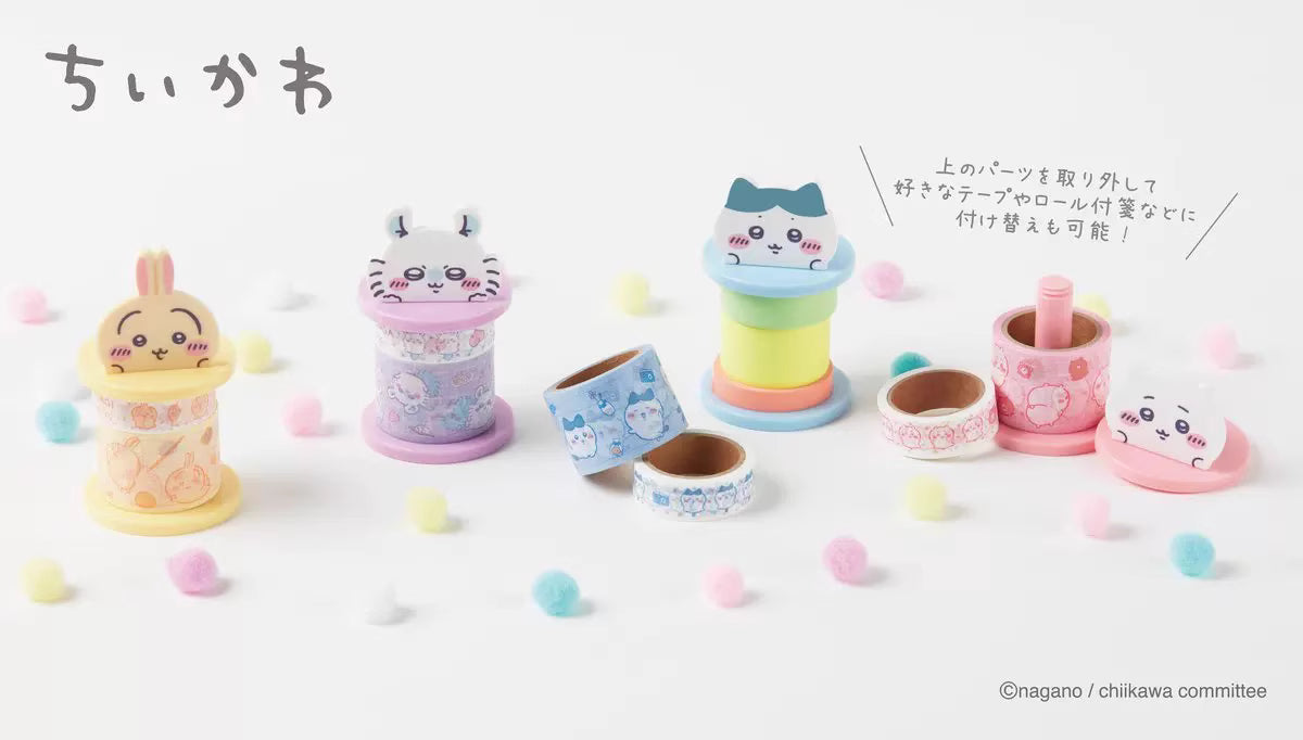 Japan ChiiKawa | ChiiKawa Hachiware Usagi Momonga Cute Icon Masking Tape and Wood Tape Stand - Kawaii items Room Decoration