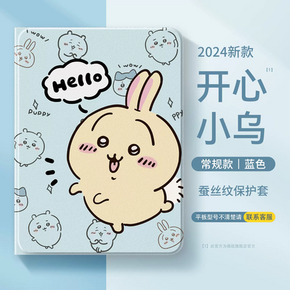 Japanese Cartoon ChiiKawa 360 Swivel Silicone iPad Case | Happy Usagi Says Hello - iPad Mini 4,5,6/ iPad Air 4/ iPad Pro