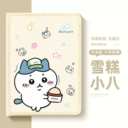 Japanese Cartoon ChiiKawa 360 Swivel Silicone iPad Case | Hachiware Eating Ice-Cream - iPad Mini 4,5,6/ iPad Air 4/ iPad Pro