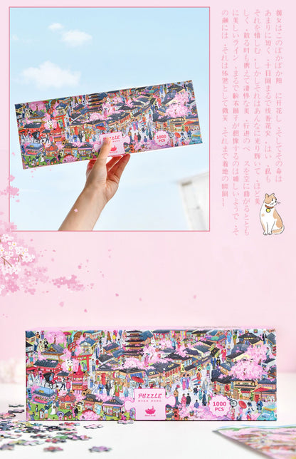 Momicafe 1000pcs Jigsaw Puzzle - Japanese Style Sakura Trip | Kawaii Cute Creative Gift