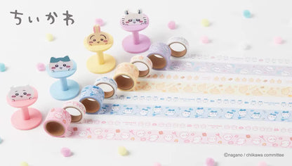 Japan ChiiKawa | ChiiKawa Hachiware Usagi Momonga Cute Icon Masking Tape and Wood Tape Stand - Kawaii items Room Decoration