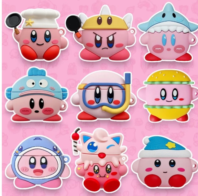 Japanese Cartoon Kirby Adventure | Cosplay Part 1 Chef Buger Shark Hangyodon Jigglypuff - AirPods AirPodsPro AirPods3 AirPods4 Case