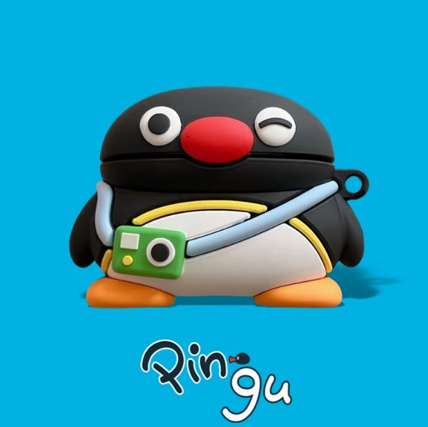 Japanese Cartoon Cute Black Penguin | Penguin with Camera - AirPods AirPodsPro AirPods3 AirPods4 Case