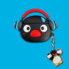 Japanese Cartoon Cute Black Penguin | Penguin with Headphone - with Charm AirPods AirPodsPro AirPods3 AirPods4 Case