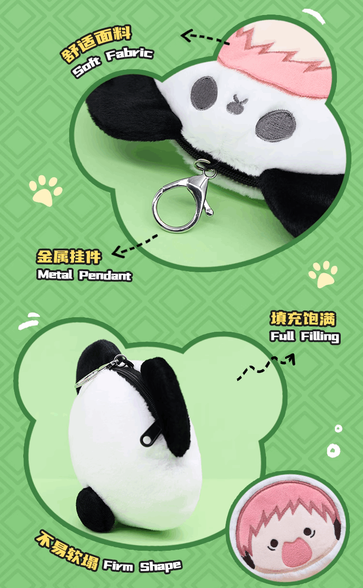 Japan Anime Jujutsu Kaisen | Yuji Megumi Nobara Satoru in Panda Kawaii Plush Doll Purse Keychain - Cute Kawaii Item