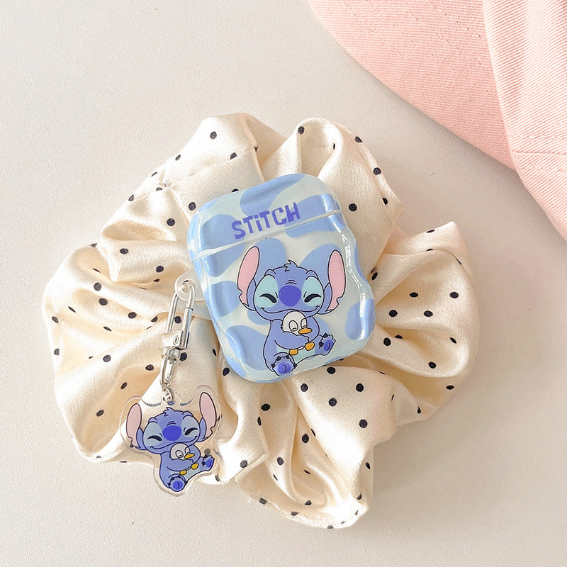 Japanese Cartoon Cute Stitch with Baby Duck | AirPods AirPodsPro AirPods3 AirPods4 Case KawaiiGiftLand