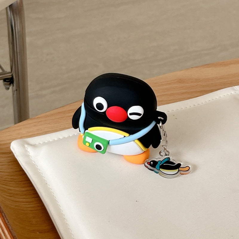Japanese Cartoon Cute Black Penguin | Penguin with Camera - AirPods AirPodsPro AirPods3 AirPods4 Case KawaiiGiftLand