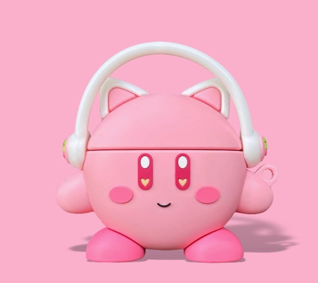 Japanese Cartoon Kirby Adventure | Cosplay Part 2 Red Hat Cat Headphone Muscle Square - AirPods AirPodsPro AirPods3 AirPods4 Case KawaiiGiftLand