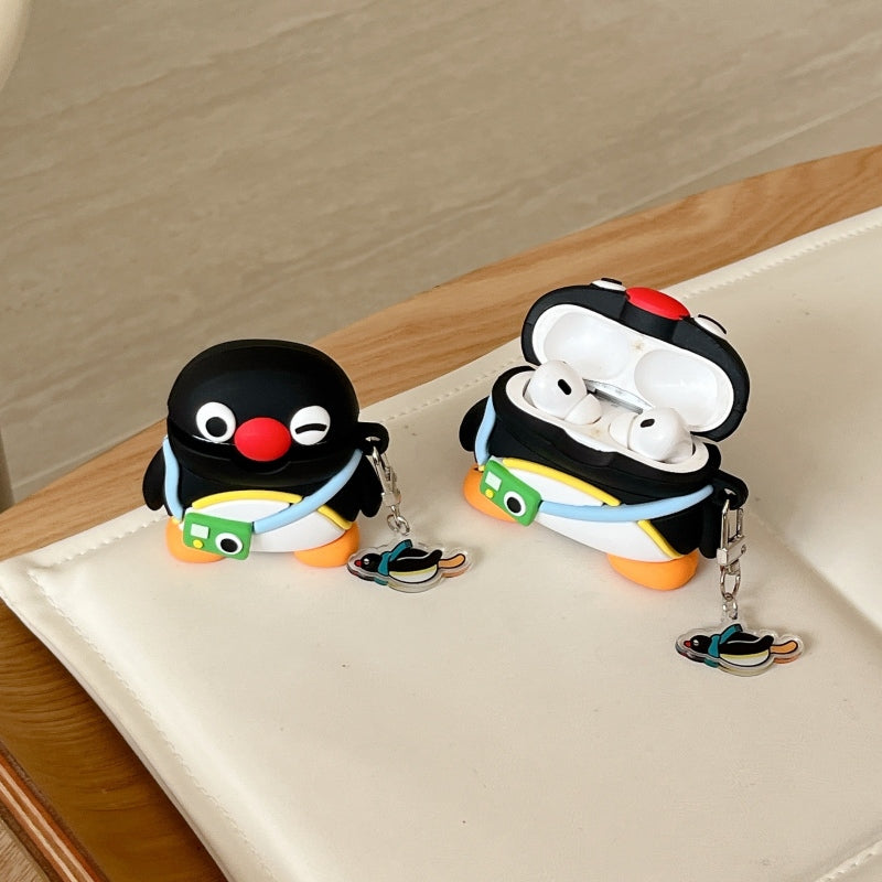 Japanese Cartoon Cute Black Penguin | Penguin with Camera - AirPods AirPodsPro AirPods3 AirPods4 Case KawaiiGiftLand
