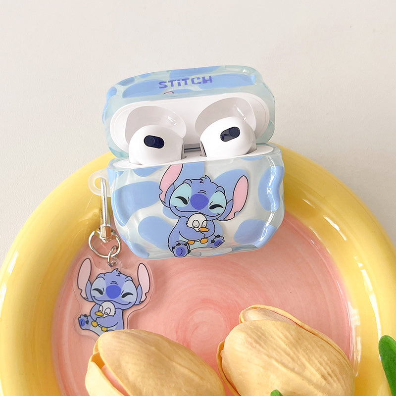 Japanese Cartoon Cute Stitch with Baby Duck | AirPods AirPodsPro AirPods3 AirPods4 Case KawaiiGiftLand
