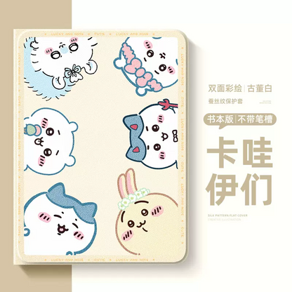 Japanese Cartoon ChiiKawa 360 Swivel Silicone iPad Case | ChiiKawa Hachiware Usagi Momonga Friends Together - iPad Mini 4,5,6/ iPad Air 4/ iPad Pro