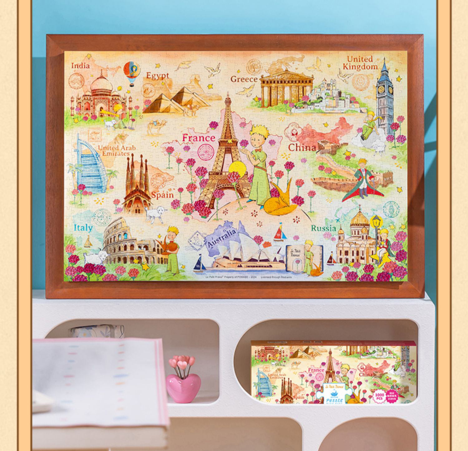 Momicafe 1000pcs Jigsaw Puzzle - Le Petit Prince - Sunset and Rose Famous Building | Kawaii Cute Creative Gift
