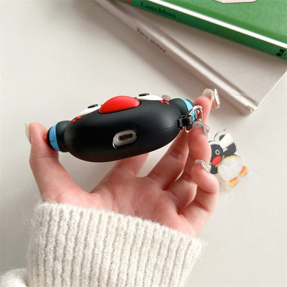 Japanese Cartoon Cute Black Penguin | Penguin with Headphone - with Charm AirPods AirPodsPro AirPods3 AirPods4 Case KawaiiGiftLand