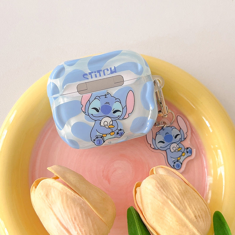 Japanese Cartoon Cute Stitch with Baby Duck | AirPods AirPodsPro AirPods3 AirPods4 Case KawaiiGiftLand