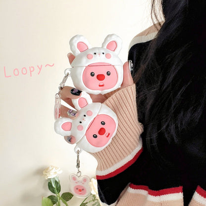 Korea Cartoon Cute Loopy | Loopy with Rabbit Hat -  AirPods AirPodsPro AirPods3 AirPods4 Case KawaiiGiftLand