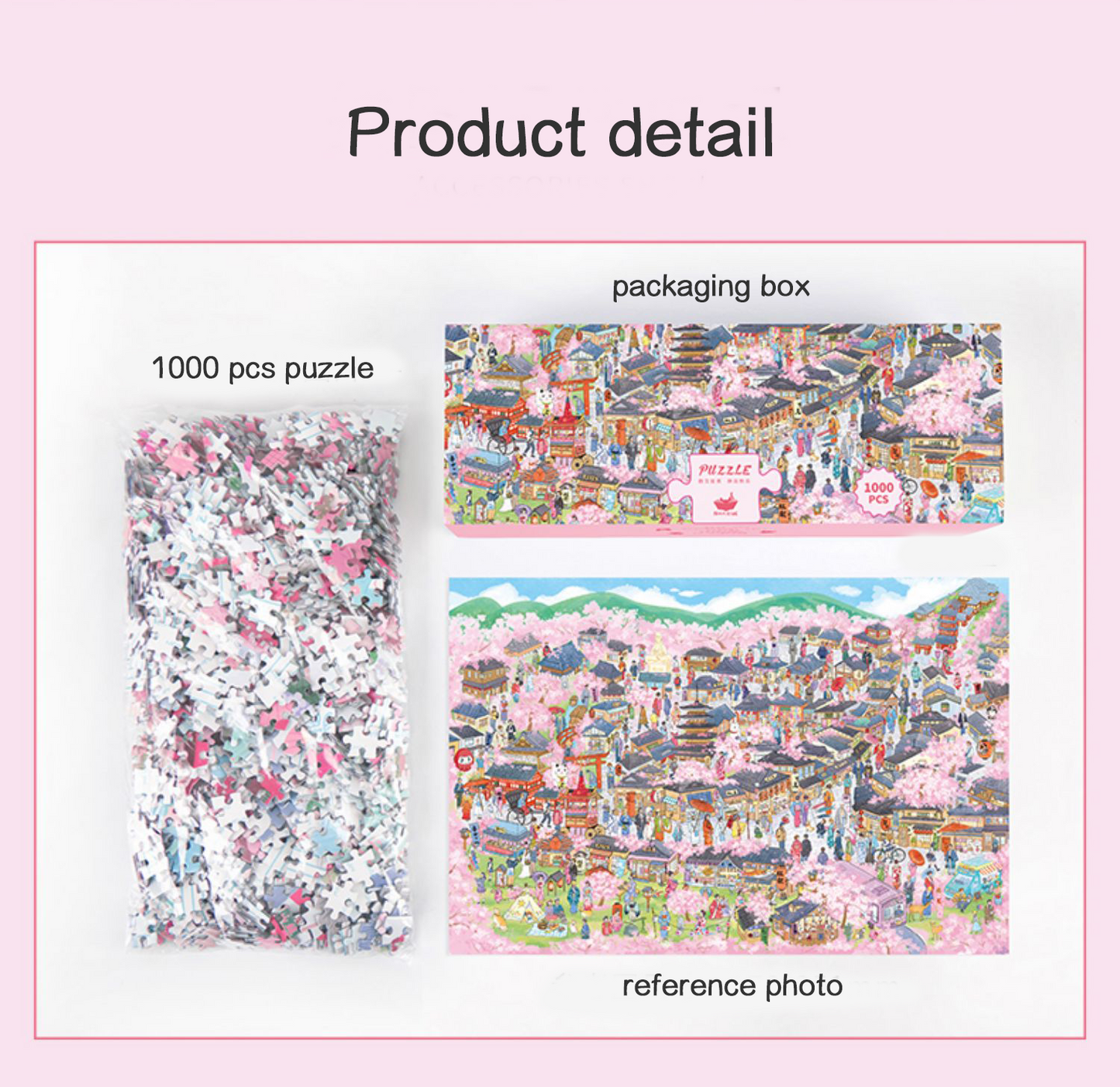 Momicafe 1000pcs Jigsaw Puzzle - Japanese Style Sakura Trip | Kawaii Cute Creative Gift