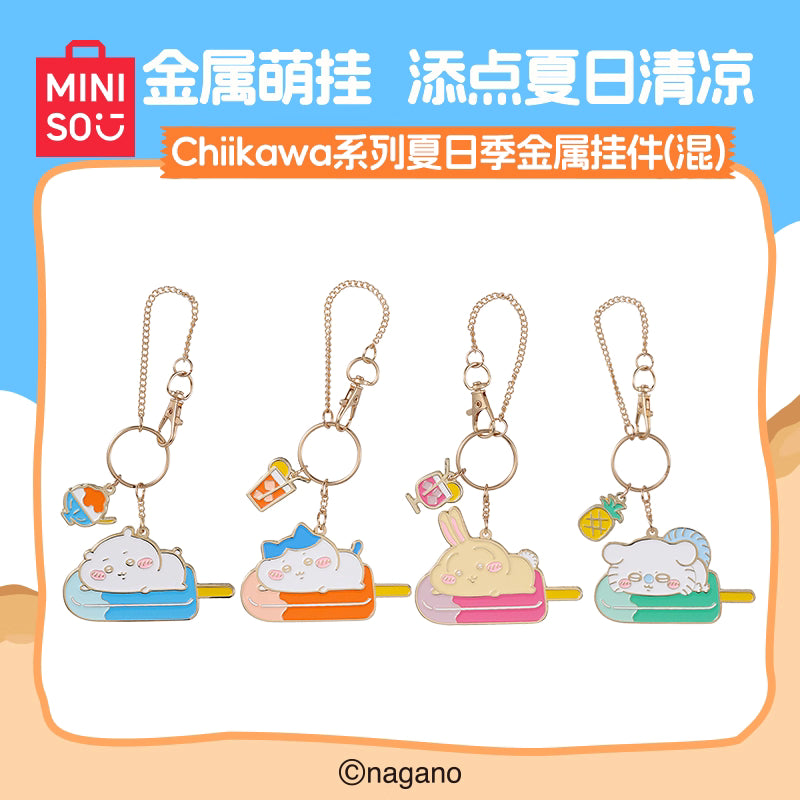 ChiiKawa X Miniso Hot Summer Series | ChiiKawa Hachiware Usagi Momonga On Popsicle Metal Keychain - Kawaii Items Room Decoration