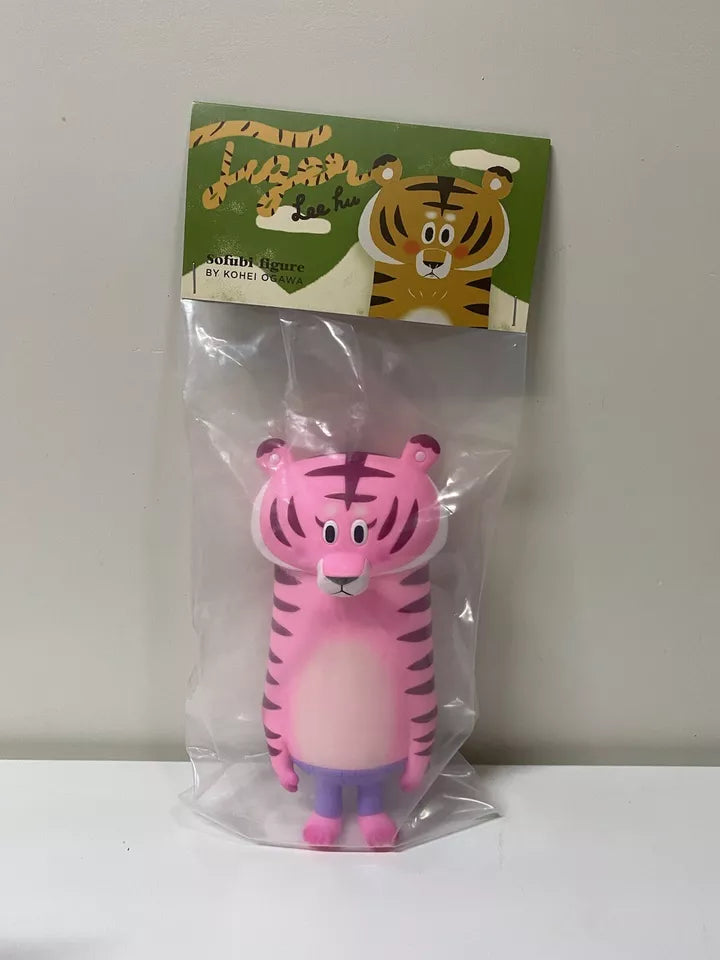 How2work Japan Artist BG Bear Lee Hu Pink Tiger Sofubi figure Soft Vinyl Rare