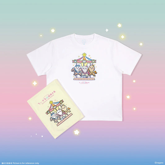 [Per-order] ChiiKawa ChiiKawa Go Round Limited Series | ChiiKawa Hachiware Usagi Riding Carousel Cotton T Shirt - Kawaii items Room Decoration Doll