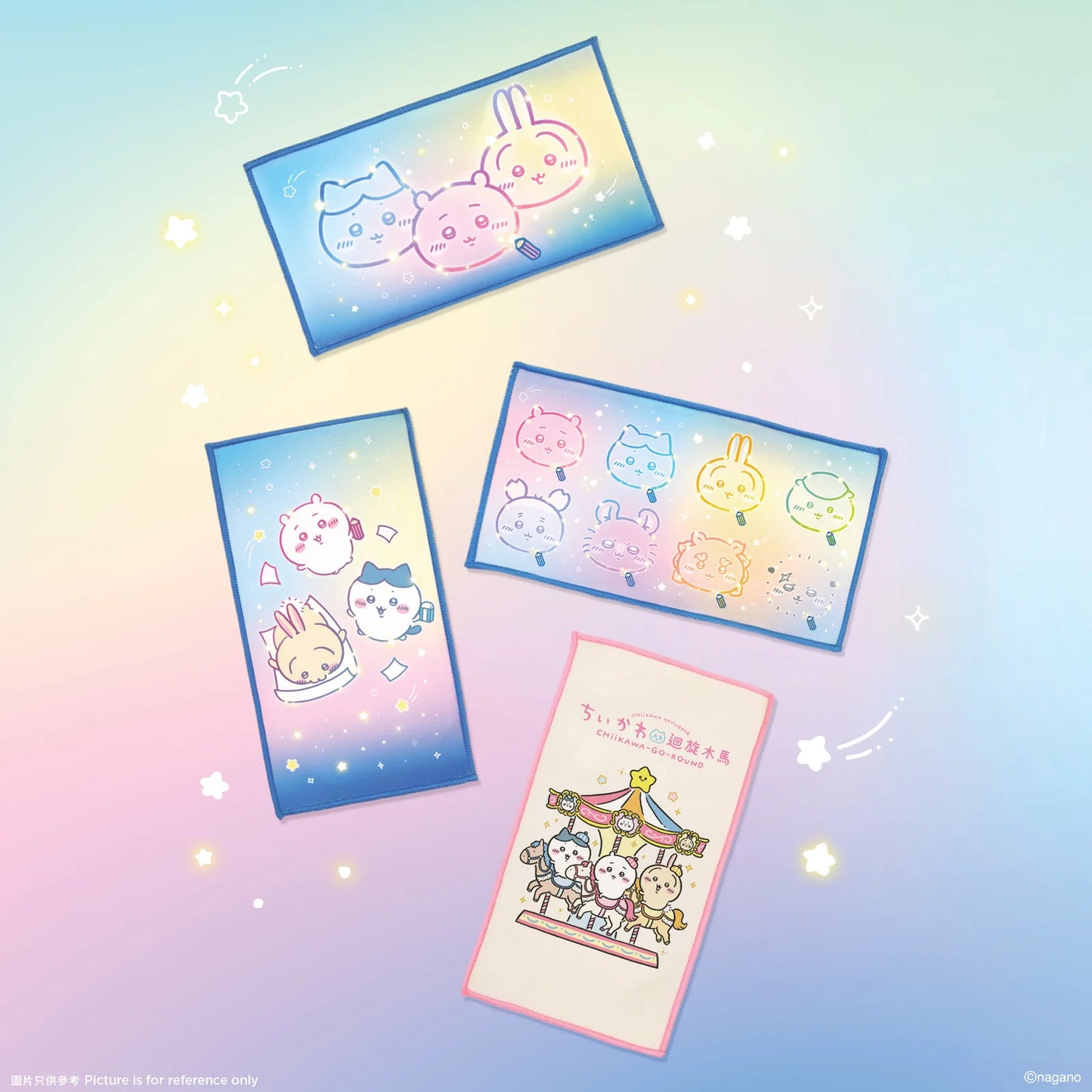[Per-order] ChiiKawa ChiiKawa Go Round Limited Series | ChiiKawa Hachiware Usagi Cute Hand Towel Set (Set of 4) - Kawaii items Room Decoration