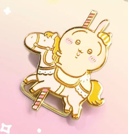 [Pre-order]  ChiiKawa ChiiKawa Go Round Limited Series | ChiiKawa Hachiware Usagi Momonga Kurimanju Rakko Shisa Crab Cute Metal Pin Badge Mystery Box - Kawaii items Blind Box
