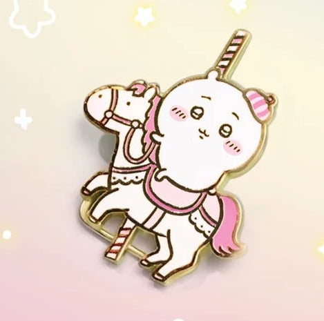 [Pre-order]  ChiiKawa ChiiKawa Go Round Limited Series | ChiiKawa Hachiware Usagi Momonga Kurimanju Rakko Shisa Crab Cute Metal Pin Badge Mystery Box - Kawaii items Blind Box